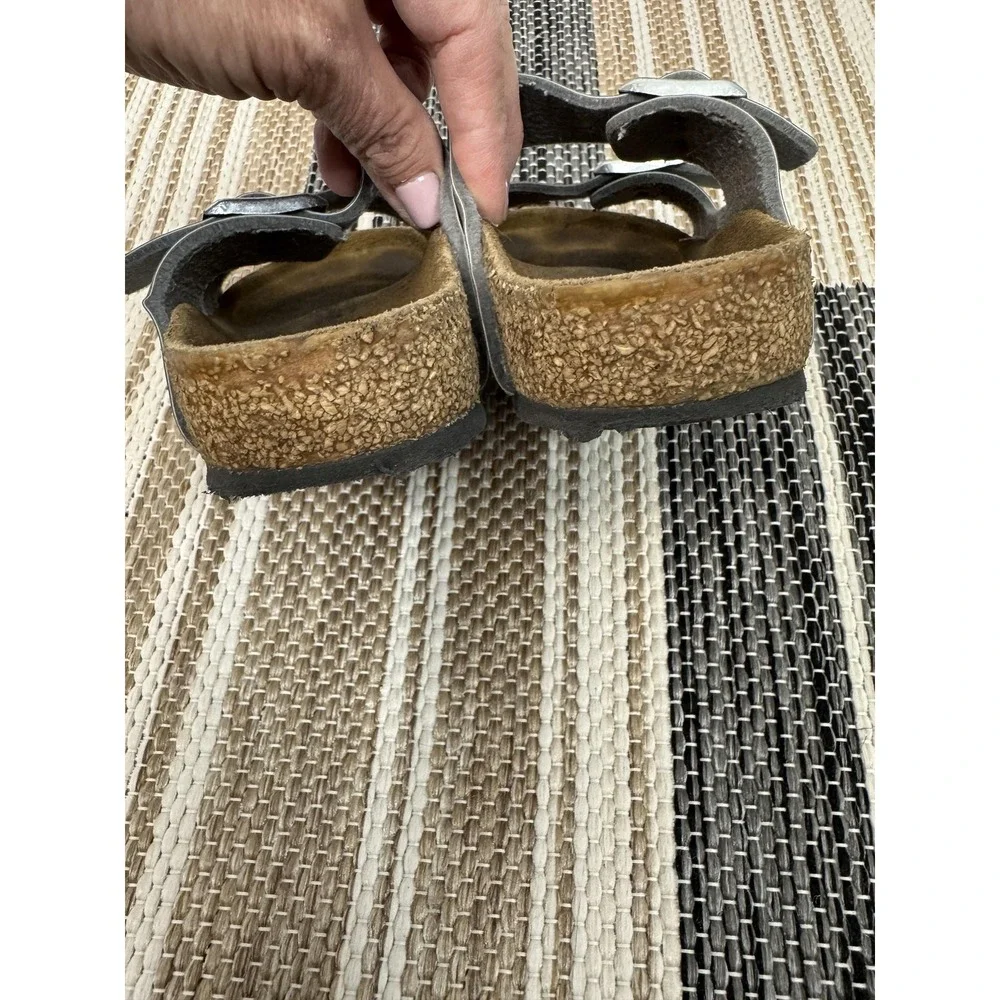 Birkenstock Arizona Sandals Kid's Size 3 EU 33 Silver Glitter Slide Buckle